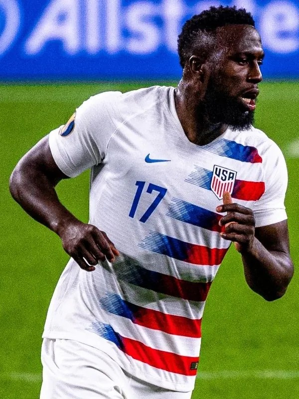 Jozy Altidore in the white USA #17 jersey
